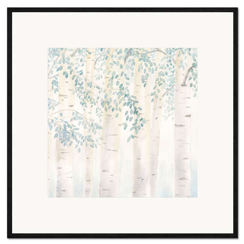 Ingelijste kunstdruk Birch trunks in the morning light II