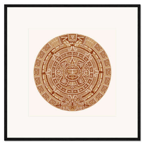 Ingelijste kunstdruk Maya Calendar I