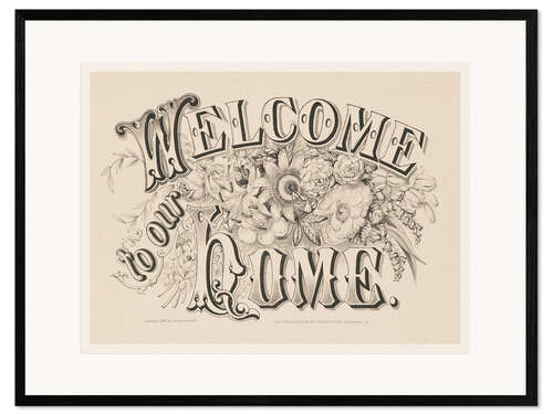 Innrammet kunsttrykk Welcome to our home - Vintage sign