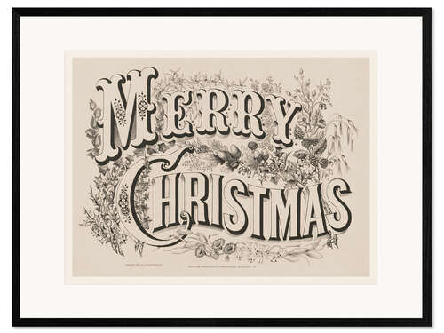 Framed art print Merry Christmas - Vintage Sign