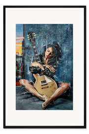 Gerahmter Kunstdruck Die Schöne mit der Gitarre