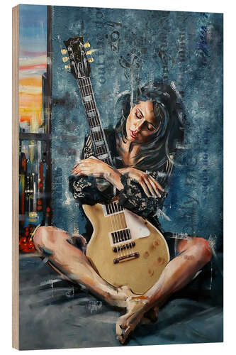 Hout print The beauty with the guitar