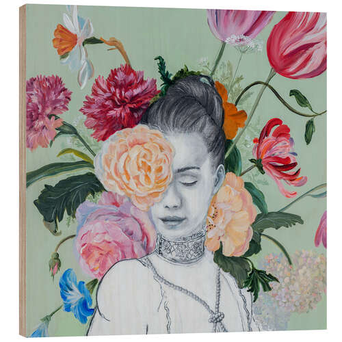 Wood print Portraits in Bloom I