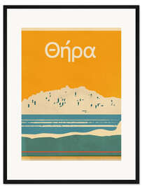 Gerahmter Kunstdruck Sommer in der Ferne - Thira auf Santorini