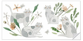 Naklejka na ścianę Cats love plants