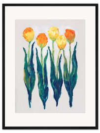 Gerahmter Kunstdruck Tulpen in einer Reihe I