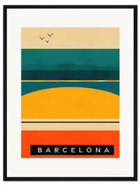 Gerahmter Kunstdruck Sommer in der Ferne - Barcelona