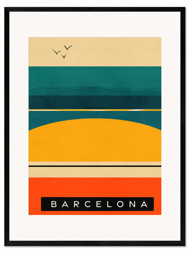 Gerahmter Kunstdruck Sommer in der Ferne - Barcelona