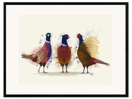 Kehystetty taidepainatus Pheasant Trio