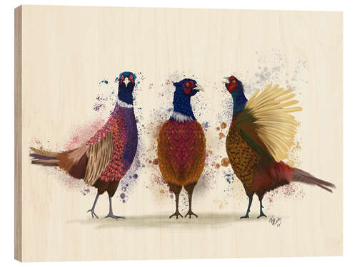 Print på træ Pheasant Trio