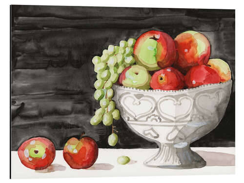 Aluminiumsbilde Fruit Bowl With Apples and Grapes