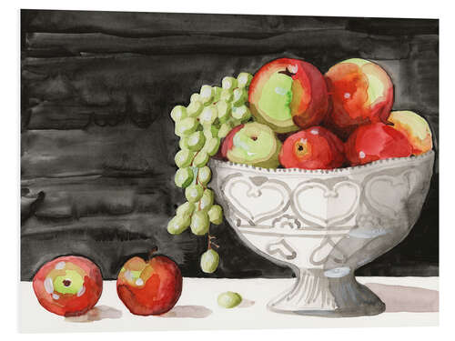 Foam board print Fruit Bowl With Apples and Grapes