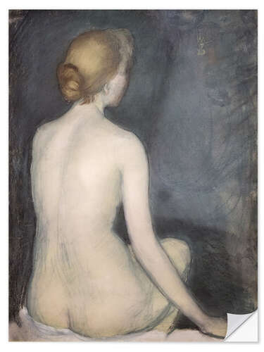 Selvklebende plakat Nude Woman, rear View, facing Right