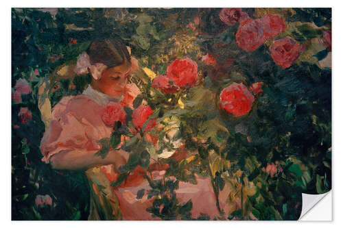 Självhäftande poster Elena among roses, 1907