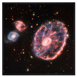 Gerahmter Kunstdruck Wagenradgalaxie und Begleitgalaxien, 2022