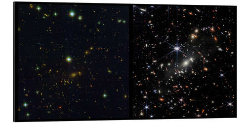 Aluminium print Galaxy Cluster SMACS 0723, Hubble and JWST Images, 2022