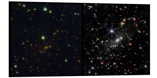 Foam board print Galaxy Cluster SMACS 0723, Hubble and JWST Images, 2022