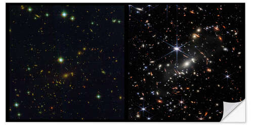 Vinilo para la pared Galaxy Cluster SMACS 0723, Hubble and JWST Images, 2022