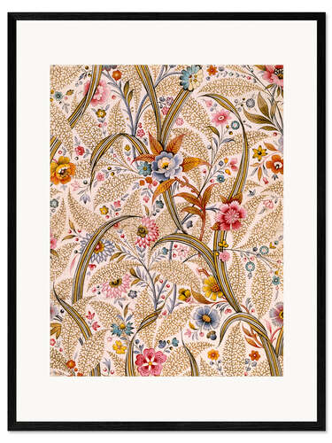Impressão artística com moldura Flower Tendril on Marbled Ground