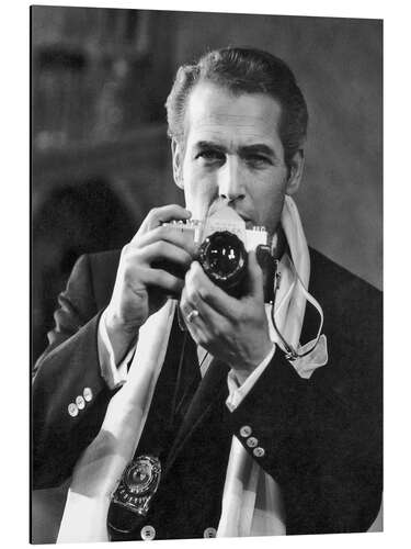 Aluminium print Portrait of Paul Newman With Photo Camera