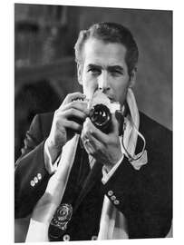 Foam board print Portrait of Paul Newman With Photo Camera