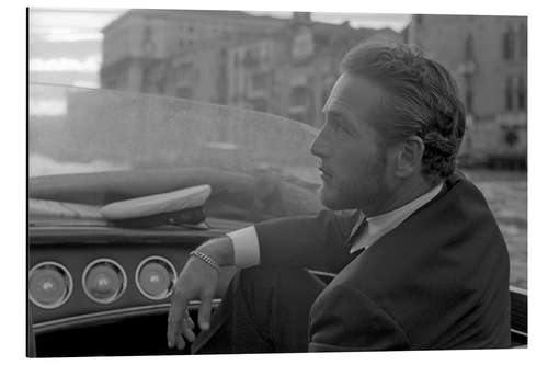 Aluminiumsbilde Paul Newman, Portrayed During a Trip on a Water Taxi, Venice, 1963