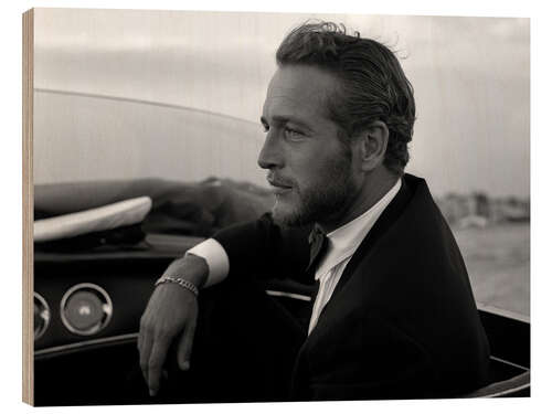 Holzbild Der amerikanische Schauspieler Paul Newman, Venedig, 1963