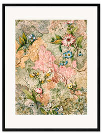 Stampa artistica con cornice Flowers on a Marbled Ground