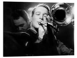 Tableau en aluminium Portrait of Actor Paul Newman, Playing Trumpet, 1961