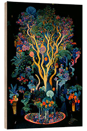 Quadro de madeira Neon Tree I