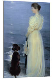 Magnettafel Sommerabend in Skagen, die Künstlergattin mit Hund am Strand, 1892