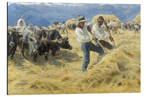 Aluminium print Threshing in The Abruzzi, 1890