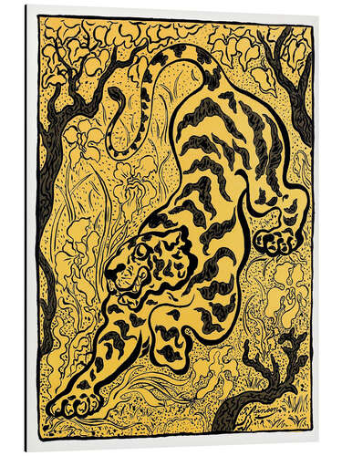 Aluminiumtavla Graphic Tiger in Black & Gold