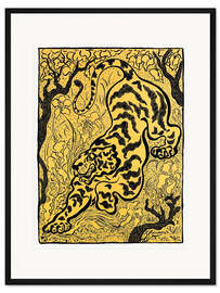Gerahmter Kunstdruck Graphic Tiger in Black &amp; Gold