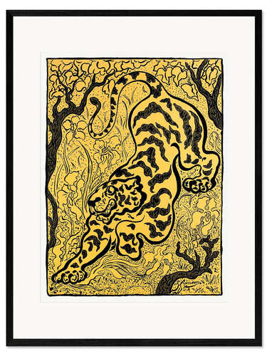 Kehystetty taidepainatus Graphic Tiger in Black & Gold
