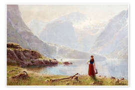 Poster A Young Girl by a Fjord