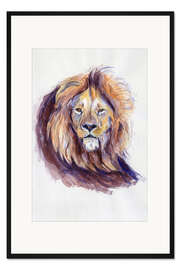 Gerahmter Kunstdruck Aquarell Löwe