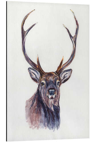 Alubild Aquarell Hirsch