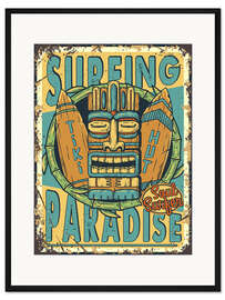 Gerahmter Kunstdruck Surfing Paradise Tiki Hut
