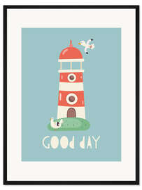 Gerahmter Kunstdruck Good Day Lighthouse - Baby Nursery