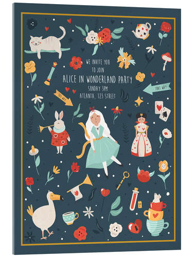 Akrylglastavla Alice in Wonderland Party