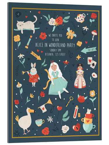 Tableau en plexi-alu Alice in Wonderland Party