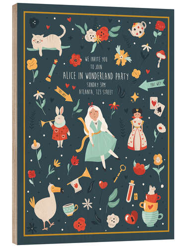 Stampa su legno Alice in Wonderland Party