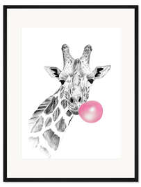 Gerahmter Kunstdruck Bubblegum Giraffe