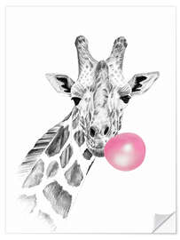 Selvklebende plakat Bubblegum Giraffe