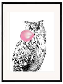 Gerahmter Kunstdruck Bubblegum Owl