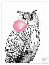 Wandsticker Bubblegum Owl