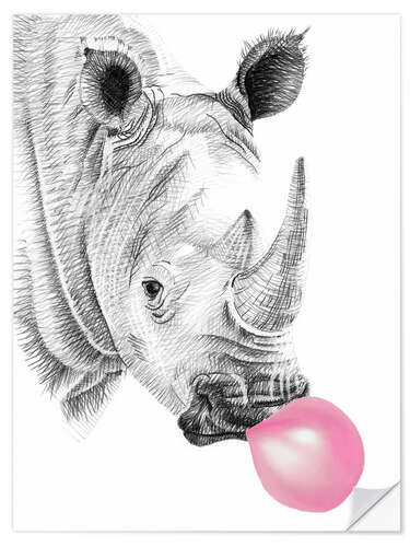 Naklejka na ścianę Bubblegum Rhino