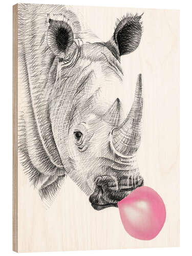 Holzbild Bubblegum Rhino