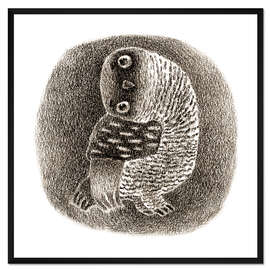 Gerahmter Kunstdruck Eule nach links